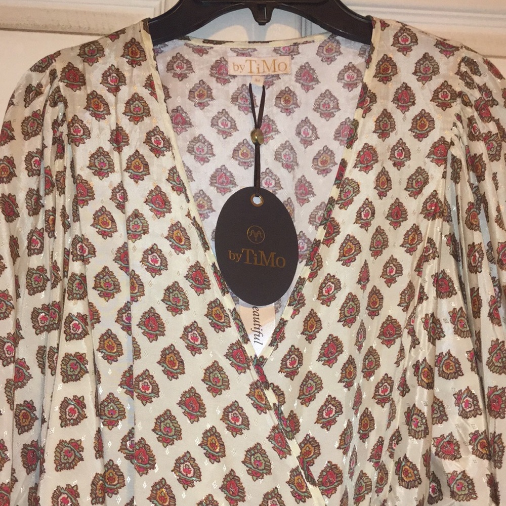 NEW By TiMo Bohemian ruffle wrap dress boho hippy kimono jacket coverup resort - Picture 6 of 6